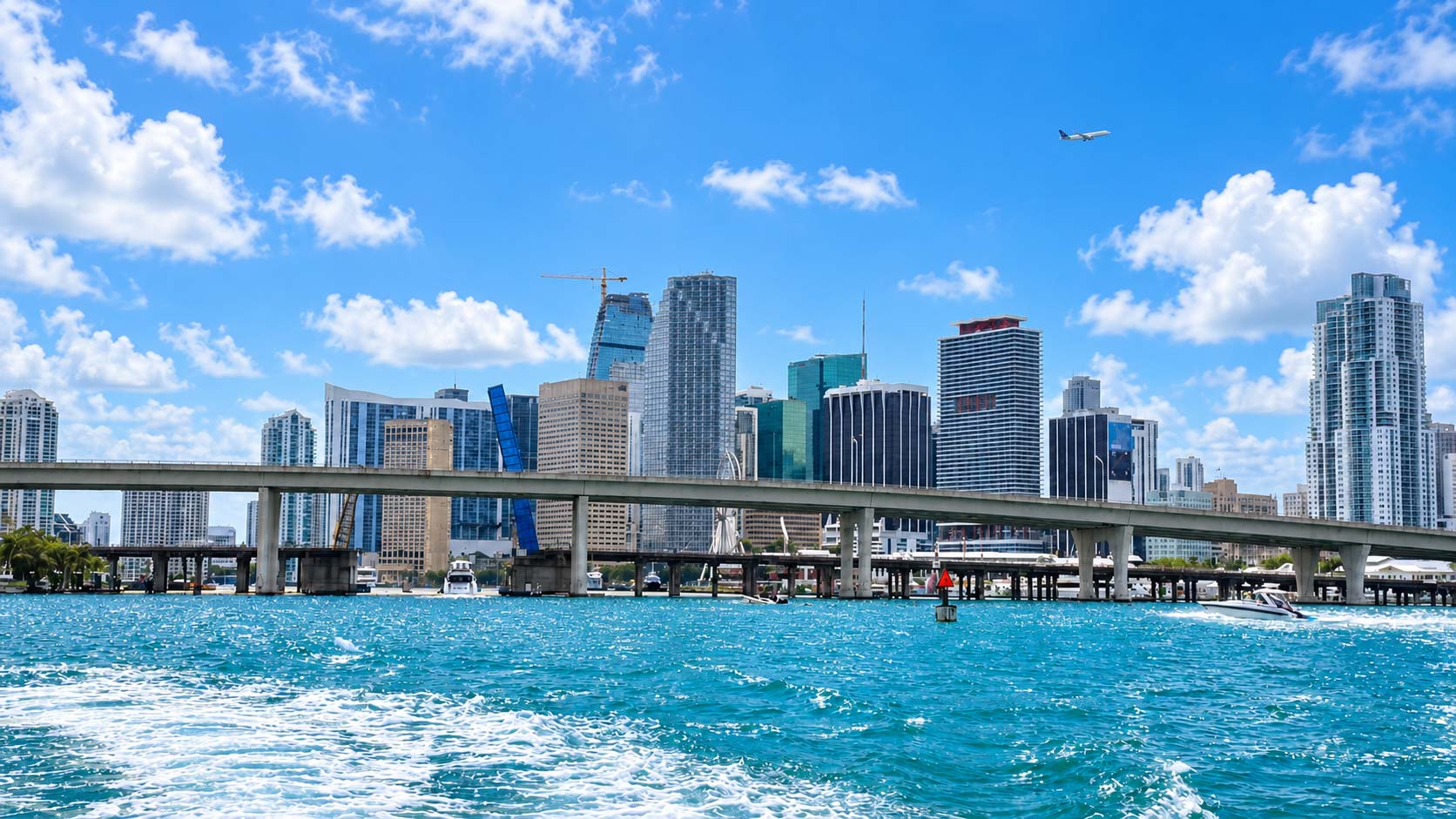 Sightseeing boat near downtown Miami