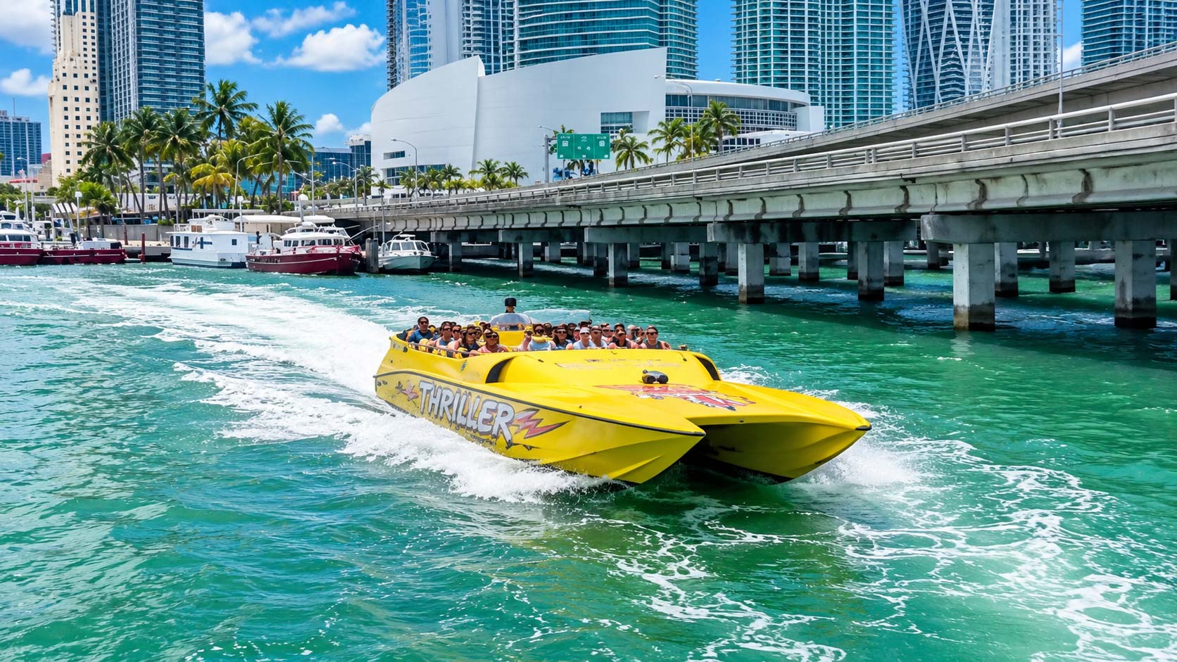 Miami speedboat sightseeing experience on Biscayne Bay